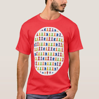 Camiseta Design de Imagem Maior de Peça de Xadrez Multicolo
