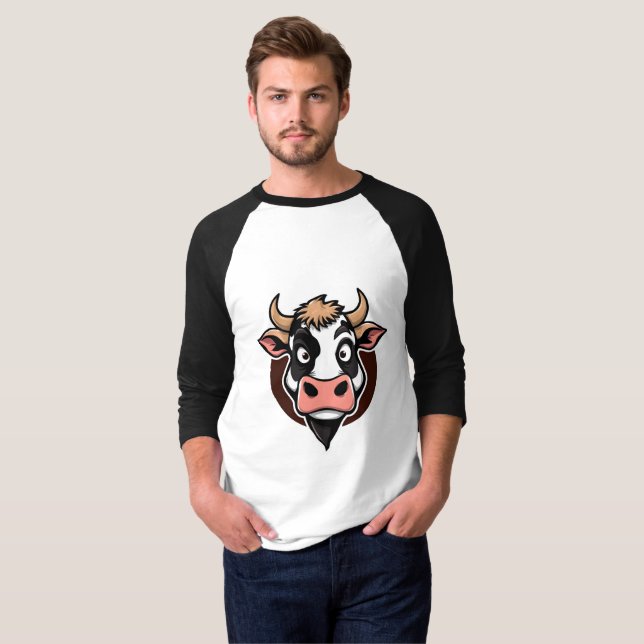 Camiseta Design de Impressão de Vaca de Cartoon (Frente Completa)