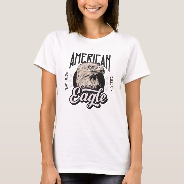 Camiseta Design de inscrição da cabeça de águia americana (Frente)
