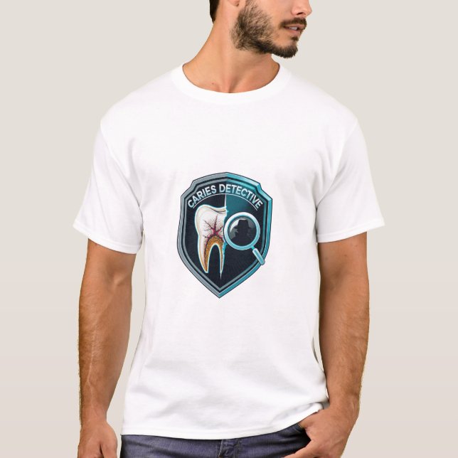 Camiseta Design de Insígnia de Detetive de Cáries RDH | Den (Frente)