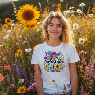 Camiseta Design de jardim de flores do Boho Hobo