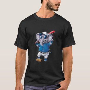 Camiseta Design de Jogador de Baseball com Elefante Engraça
