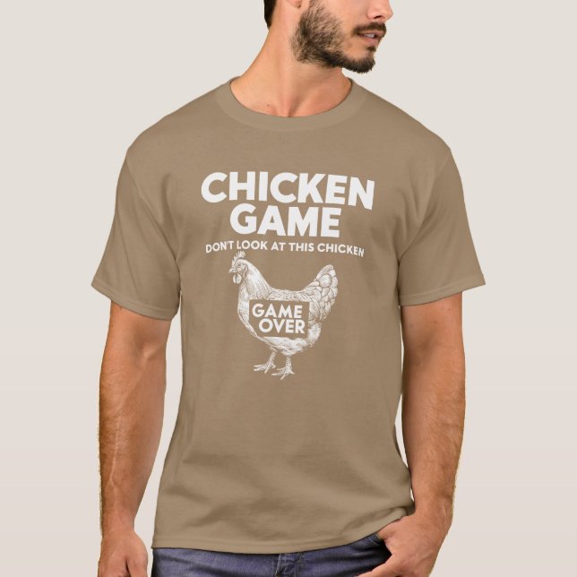 Camiseta Design de Jogo Retro de Frango para Jogadores meni (Frente)