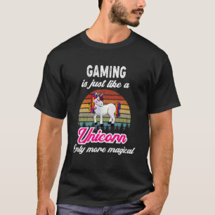 Camiseta Design de Jogos Engraçado Retro Unicorn Vintage Su