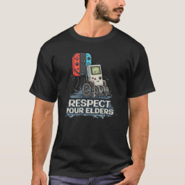 Camiseta Design de Jogos Retrô Respeite seus Anciãos