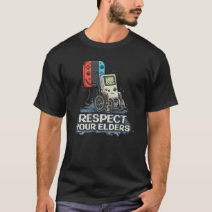Camiseta Design de Jogos Retrô Respeite seus Anciãos