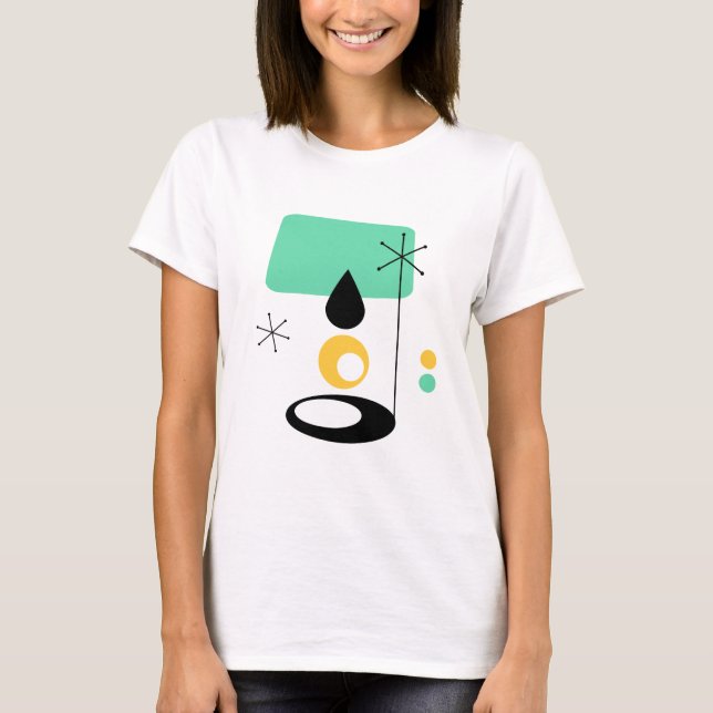Camiseta design de lâmpada moderno de meados do século azul (Frente)