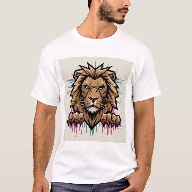 Camiseta "Design de Leão Feroz - Abraça Sua Força Interna" (Frente)