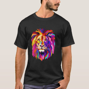 Camiseta Design de Leão legal com Cor Brilhante