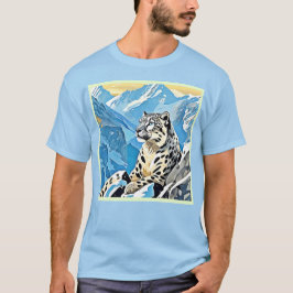 Camiseta Design de Leopardo de Neve Selvagem