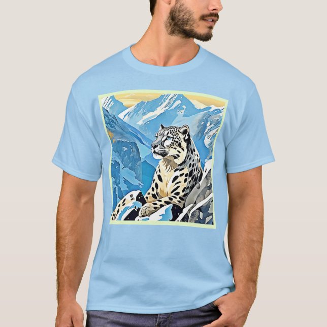 Camiseta Design de Leopardo de Neve Selvagem (Frente)