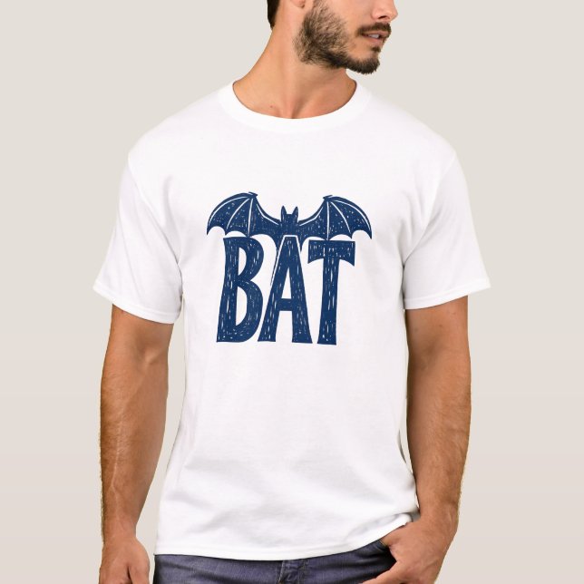 Camiseta Design de Linocut de Asas de Morcego de Halloween (Frente)