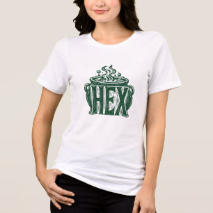 Camiseta Design de Linocut Hex Cauldron Halloween