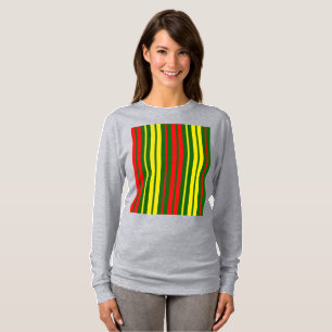 Camiseta Design de Listras Verticais Amarelas Verdes Vermel