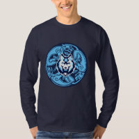 design de lobo celta azul e branco
