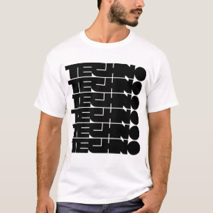 Camiseta design de logotipo de tipografia negrito techno