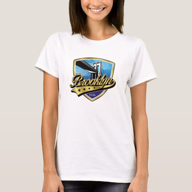 Camiseta Design de logotipo Swoosh elegante do Brooklyn (Frente)