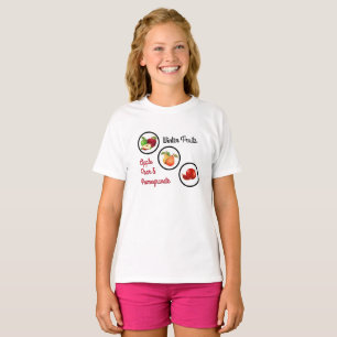 Camiseta Design de Maçã, pera e romã
