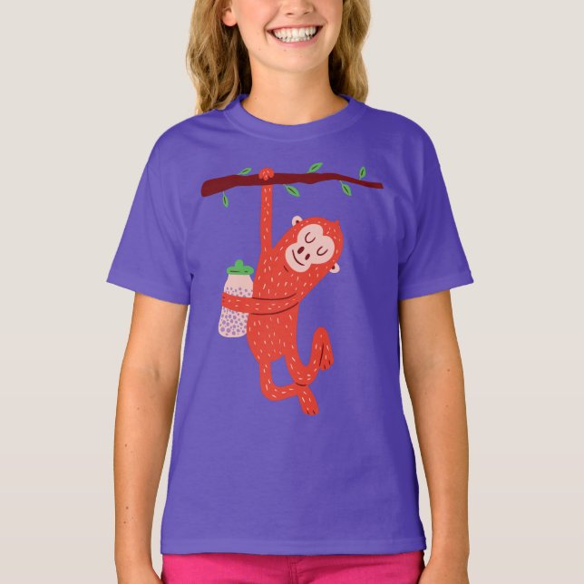 Camiseta Design de Macaco Pequeno Fofo (Frente)
