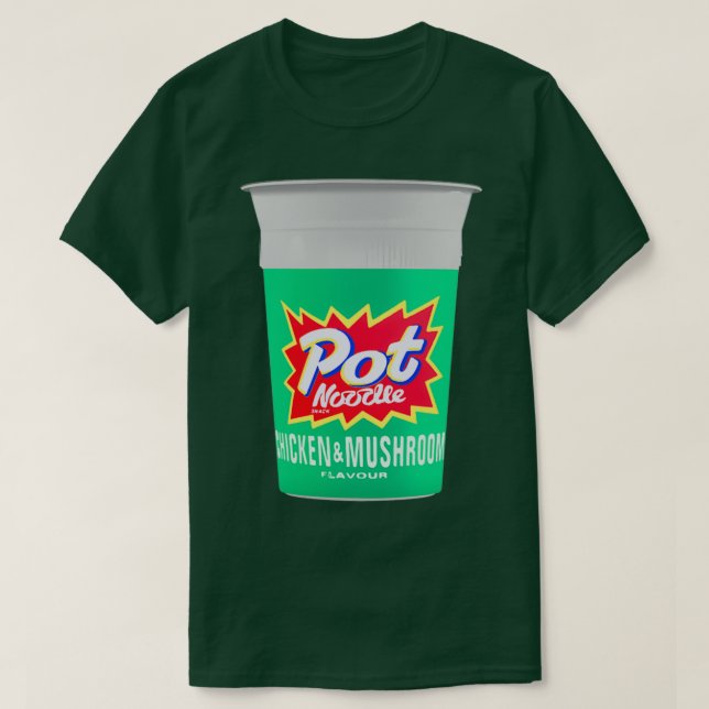 Camiseta Design de macarrão Pote de galinha e cogumelo  (Frente do Design)