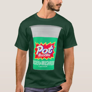 Camiseta Design de macarrão Pote de galinha e cogumelo 
