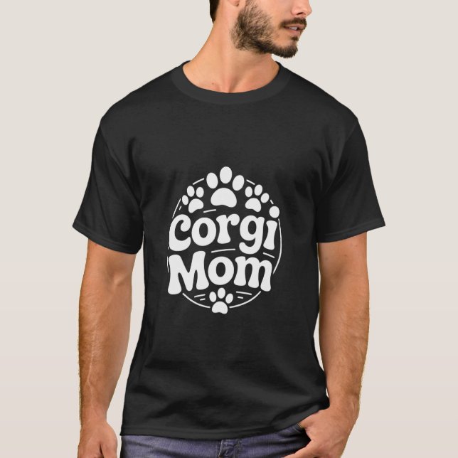 Camiseta Design de Mãe Corgi com Impressão de Pata Fofa par (Frente)