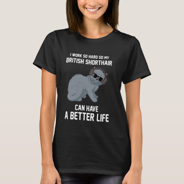 Camiseta Design de Mãe de Gato British Shorthair (Frente)