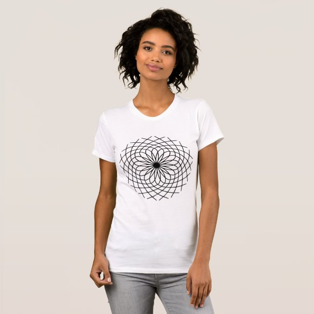 Camiseta Design de Mandala com revestimento preto (Frente Completa)