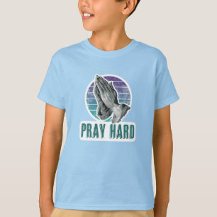 Camiseta Design de Mãos de Rezar Duro