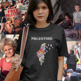 Camiseta Design de Mapa da Palestina Floral | Pro Palestina
