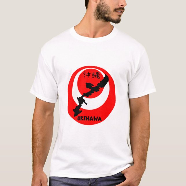 Camiseta Design de Mapa e Sinalizador de Okinawa (Frente)
