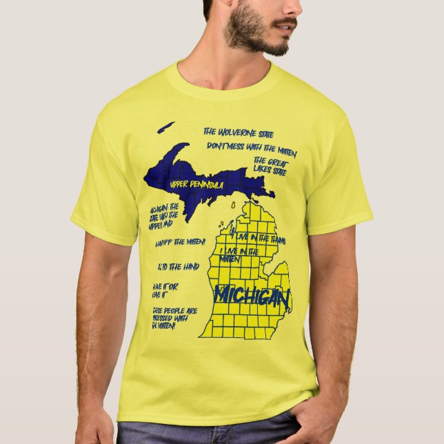 Camiseta Design de mapa engraçado do Michigan (Frente)