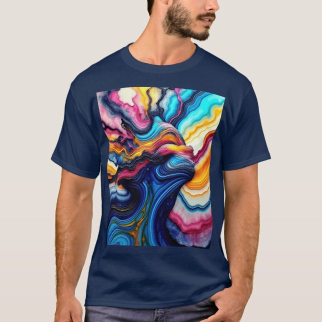 Camiseta Design de mármore Abstrato colorido (Frente)