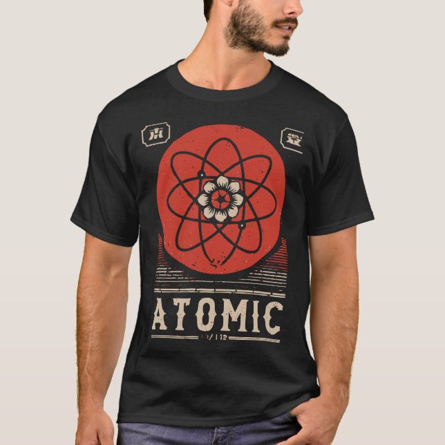 Camiseta Design de Meio século da Ciência Atômica Vermelha  (Frente)