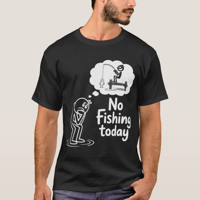 Camiseta Design de Meme de Figura de Pau Triste Sem Pesca H (Frente)