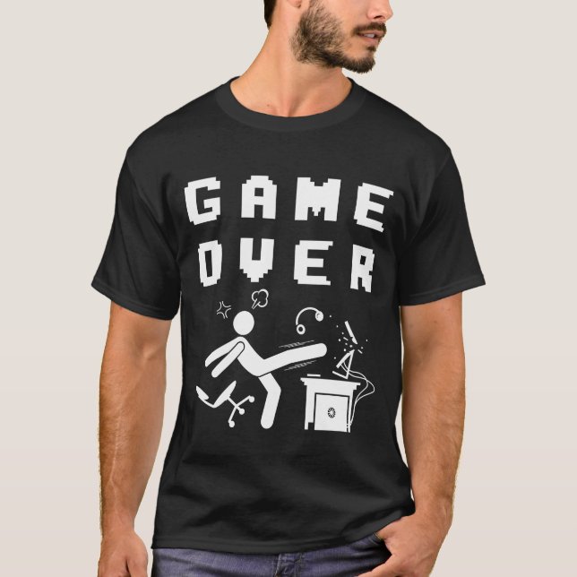 Camiseta Design de Meme de Gamer Bravo e Irritado para Meni (Frente)