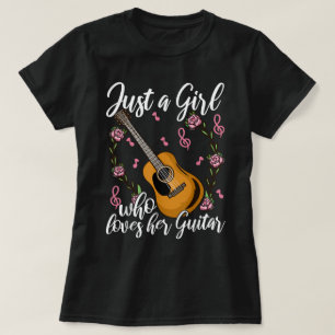 Camiseta Design de Menina com Violão Floral Fofo