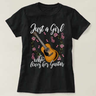 Camiseta Design de Menina com Violão Floral Fofo