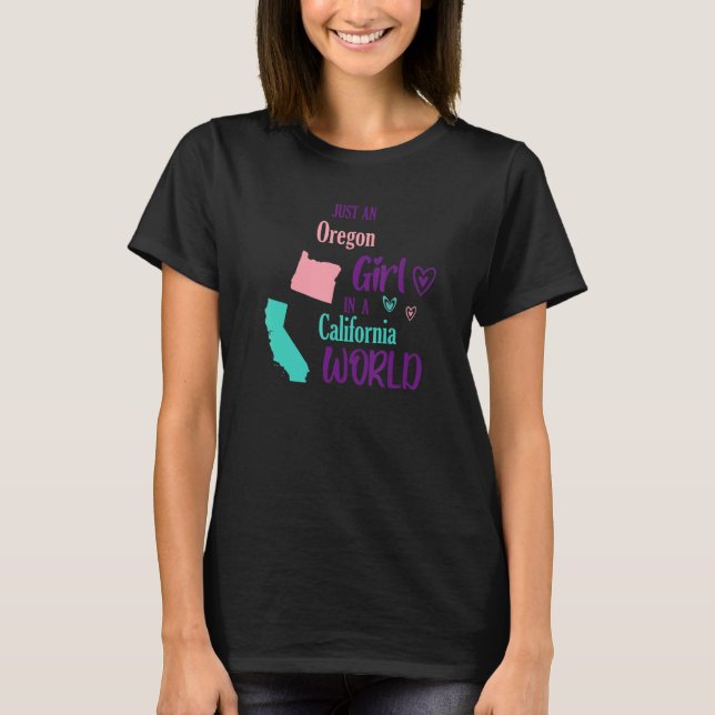 Camiseta Design de menina orgulhosa só uma garota de Oregon (Frente)