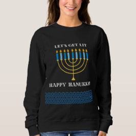 Camiseta Design de Menorá de Hanukkah Azul Fofo e Divertido