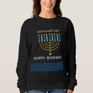 Camiseta Design de Menorá de Hanukkah Azul Fofo e Divertido