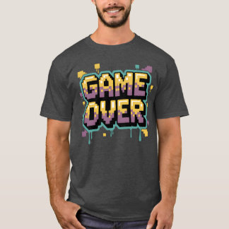 Camiseta Design de mensagem de game over retrô para família