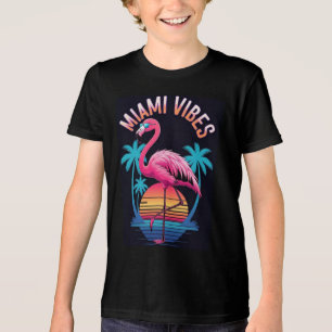 Camiseta Design de Miami Vibes Summer Flamingo-63454