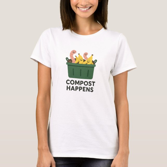 Camiseta Design de Minhoca de Banana Engraçada Compostagem  (Frente)