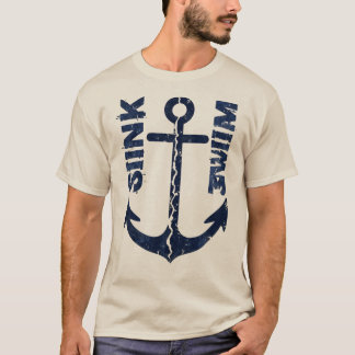 Camiseta Design de Moda Masculina Náutica Afundar ou Nadar