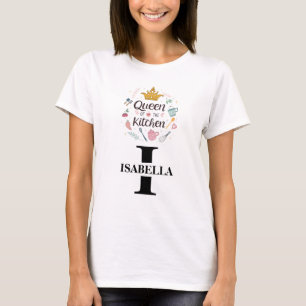 Camiseta Design de Monograma com Nome da Rainha da Cozinha