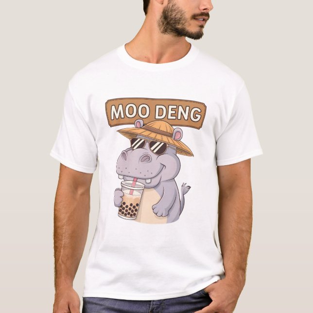 Camiseta Design De Moo-Deng Cute Para Pygmy Hippo (Frente)