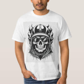 Camiseta Design de motard tête de mort avec casque et lunet