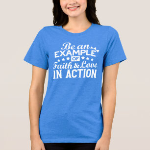 Camiseta Design de Motivação Cristã - Fé, Amor e Ato