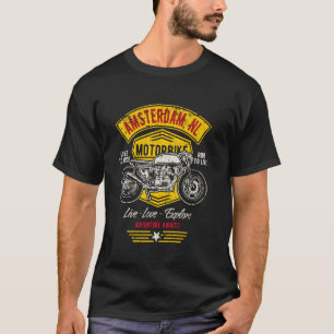 Camiseta Design de Motocicleta Retro Amsterdam Holanda